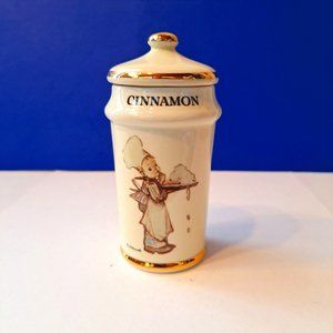 Vintage 1987 M.J. Hummel Porcelain Kitchen Spice Jar 24kt Gold Trim CINNAMON
